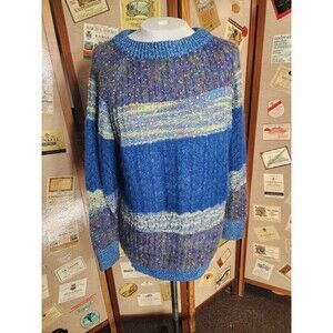 Cable Knit Sweater Blue Silver Shimmer  Unbranded
